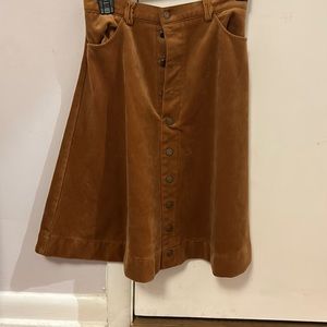 Orange soft denim skirt with buttons